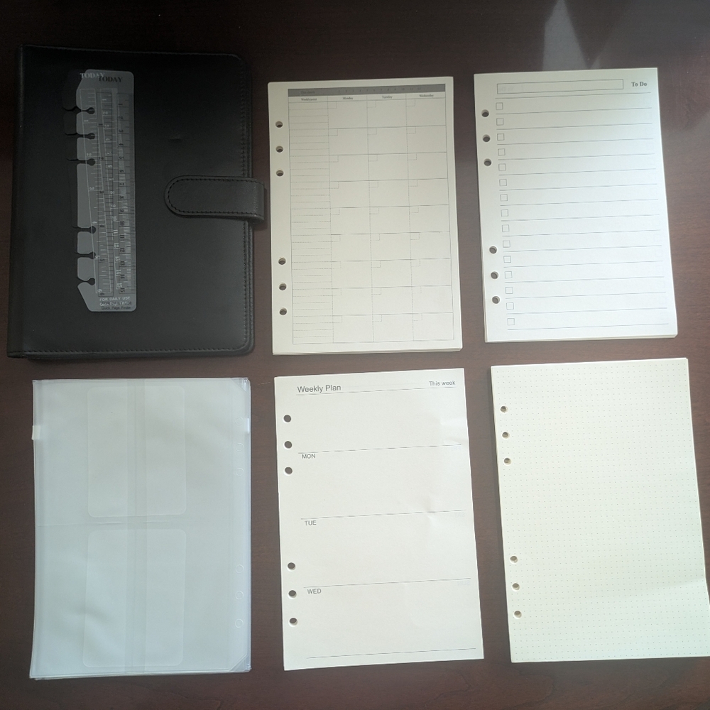 Black A5 Planner Ring Binder Set